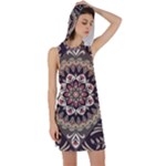 Seamless Pattern Floral Flower Racer Back Hoodie Dress