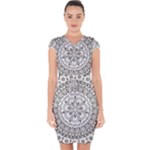 Vector Mandala Drawing Decoration Capsleeve Drawstring Dress 