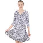 Vector Mandala Drawing Decoration Quarter Sleeve Front Wrap Dress