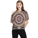 Seamless Pattern Floral Flower One Shoulder Cut Out T-Shirt