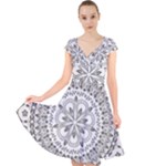 Vector Mandala Drawing Decoration Cap Sleeve Front Wrap Midi Dress