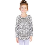 Vector Mandala Drawing Decoration Kids  Long Sleeve T-Shirt