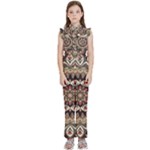 Seamless Pattern Floral Flower Kids  Sleeveless Ruffle Edge Band Collar Chiffon One Piece