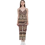 Seamless Pattern Floral Flower V-Neck Camisole Jumpsuit