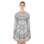 Vector Mandala Drawing Decoration Long Sleeve Velvet V-neck Dress