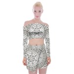 Vector Mandala Drawing Decoration Off Shoulder Top with Mini Skirt Set