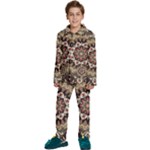 Seamless Pattern Floral Flower Kids  Long Sleeve Velvet Pajamas Set