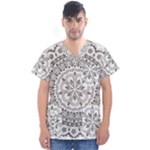 Vector Mandala Drawing Decoration Men s V-Neck Scrub Top