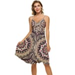 Seamless Pattern Floral Flower Sleeveless Tie Front Chiffon Dress