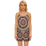 Seamless Pattern Floral Flower Satin Pajama Short Set