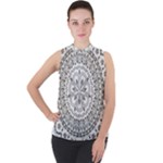Vector Mandala Drawing Decoration Mock Neck Chiffon Sleeveless Top