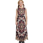 Seamless Pattern Floral Flower Kids  Satin Sleeveless Maxi Dress