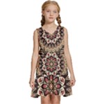 Seamless Pattern Floral Flower Kids  Sleeveless Tiered Mini Dress