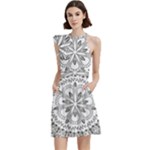 Vector Mandala Drawing Decoration Cocktail Party Halter Sleeveless Dress With Pockets