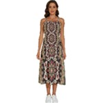 Seamless Pattern Floral Flower Sleeveless Shoulder Straps Boho Dress