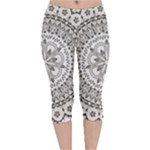 Vector Mandala Drawing Decoration Velvet Capri Leggings 