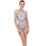 Vector Mandala Drawing Decoration Halter Side Cut Swimsuit