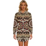 Seamless Pattern Floral Flower Womens Long Sleeve Shirt Dress