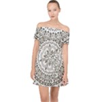 Vector Mandala Drawing Decoration Off Shoulder Chiffon Dress