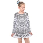 Vector Mandala Drawing Decoration Kids  Long Sleeve Dress