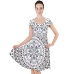 Vector Mandala Drawing Decoration Cap Sleeve Midi Dress