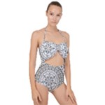 Vector Mandala Drawing Decoration Scallop Top Cut Out Swimsuit