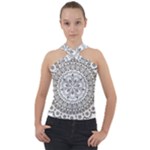 Vector Mandala Drawing Decoration Cross Neck Velour Top