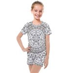 Vector Mandala Drawing Decoration Kids  Mesh T-Shirt and Shorts Set