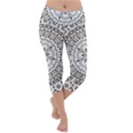 Vector Mandala Drawing Decoration Lightweight Velour Capri Yoga Leggings