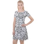 Vector Mandala Drawing Decoration Cap Sleeve Velour Dress 