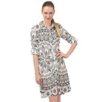 Vector Mandala Drawing Decoration Long Sleeve Mini Shirt Dress