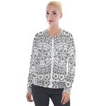 Vector Mandala Drawing Decoration Velvet Zip Up Jacket