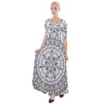 Vector Mandala Drawing Decoration Half Sleeves Maxi Dress
