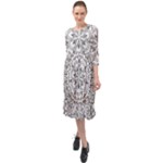 Vector Mandala Drawing Decoration Ruffle End Midi Chiffon Dress