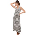 Vector Mandala Drawing Decoration V-Neck Chiffon Maxi Dress