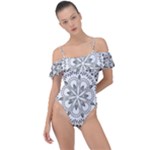 Vector Mandala Drawing Decoration Frill Detail One Piece Swimsuit