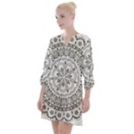 Vector Mandala Drawing Decoration Open Neck Shift Dress