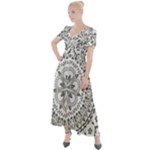 Vector Mandala Drawing Decoration Button Up Short Sleeve Maxi Dress