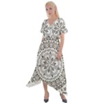 Vector Mandala Drawing Decoration Cross Front Sharkbite Hem Maxi Dress