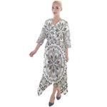 Vector Mandala Drawing Decoration Quarter Sleeve Wrap Front Maxi Dress