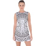 Vector Mandala Drawing Decoration Lace Up Front Bodycon Dress