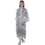 Vector Mandala Drawing Decoration Maxi Satin Kimono