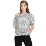Vector Mandala Drawing Decoration One Shoulder Cut Out T-Shirt