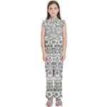 Vector Mandala Drawing Decoration Kids  Sleeveless Ruffle Edge Band Collar Chiffon One Piece