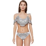 Vector Mandala Drawing Decoration Ruffle Edge Tie Up Bikini Set	