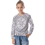 Vector Mandala Drawing Decoration Kids  Long Sleeve T-Shirt with Frill 