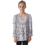 Vector Mandala Drawing Decoration Kids  V Neck Casual Top