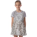 Vector Mandala Drawing Decoration Kids  Short Sleeve Pinafore Style Dress