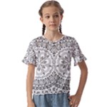 Vector Mandala Drawing Decoration Kids  Cuff Sleeve Scrunch Bottom T-Shirt