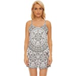 Vector Mandala Drawing Decoration Satin Pajama Short Set